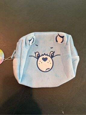 Care Bears Blue Plush Face Zip Pouch